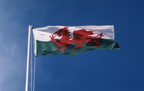 La bandera de Gales y su dragón La bandera de Gales y su dragón